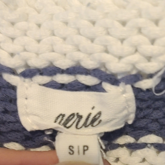 Aerie White Navy Striped Wide Neck Cropped Sweater - Picture 4 of 4